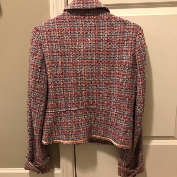 Rare Wool Multicolor Pink, Purple Blue Tweed Blazer Jacket Sz S - Picture 5 of 13